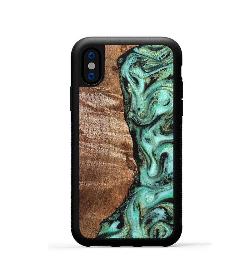 iPhone Xs Wood Phone Case - Ara (Green, 827498)