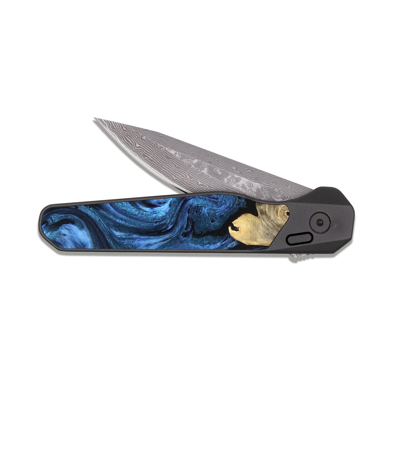 EDC Dark Damascus Wood Pocket Knife - Shani (Blue, 827500)
