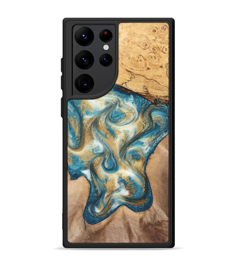 Galaxy S22 Ultra Wood Phone Case - Braeden (Teal & Gold, 827502)