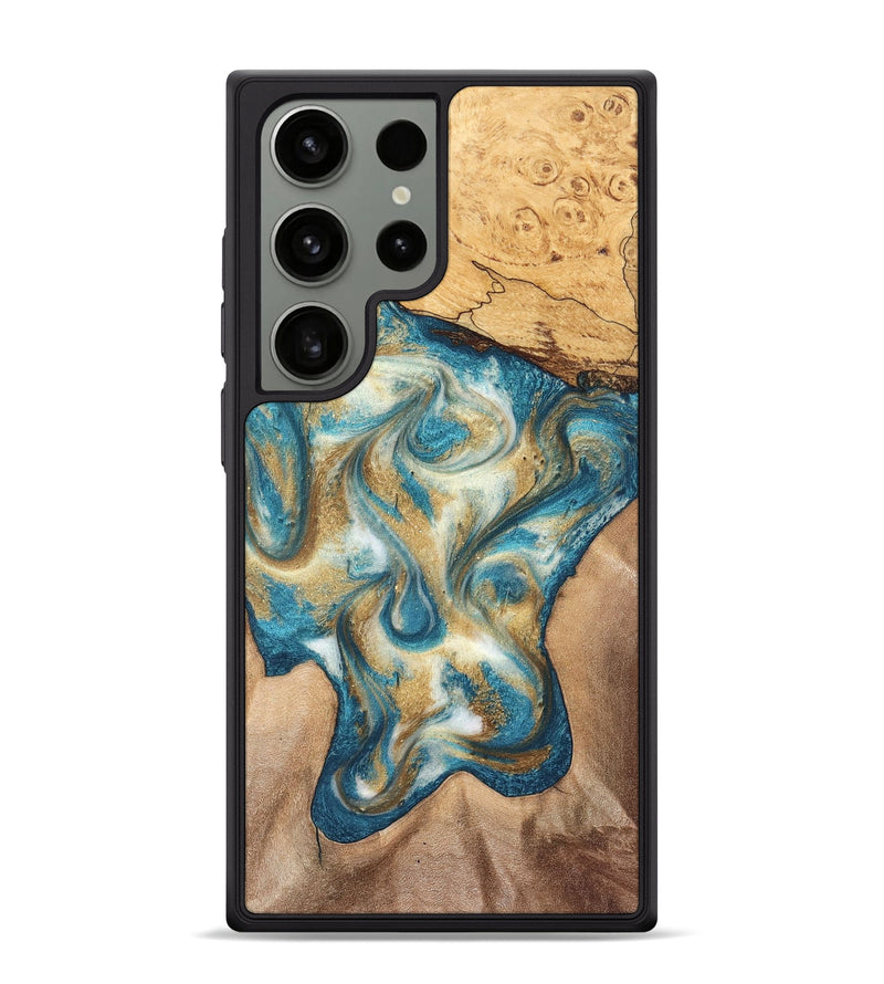 Galaxy S24 Ultra Wood Phone Case - Braeden (Teal & Gold, 827502)