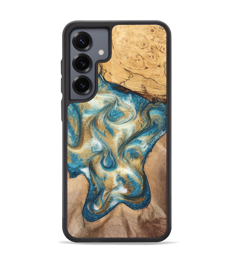 Galaxy S25 Plus Wood Phone Case - Braeden (Teal & Gold, 827502)