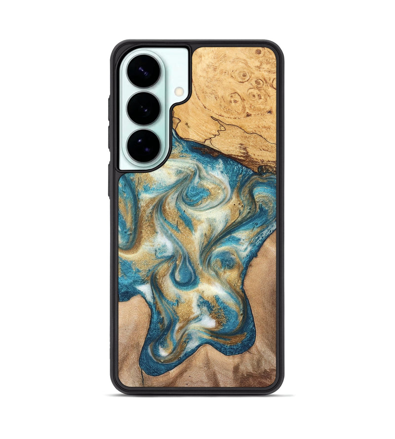 Galaxy S26 Plus Wood Phone Case - Braeden (Teal & Gold, 827502)