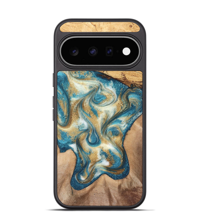Pixel 11 Wood Phone Case - Braeden (Teal & Gold, 827502)