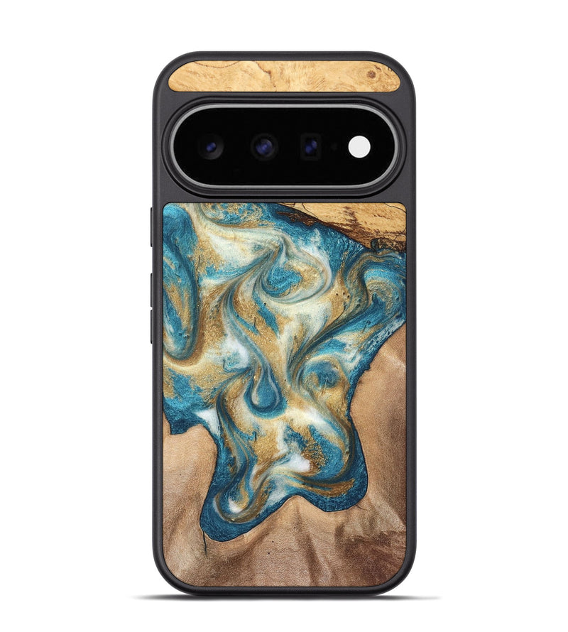 Pixel 11 Pro Wood Phone Case - Braeden (Teal & Gold, 827502)