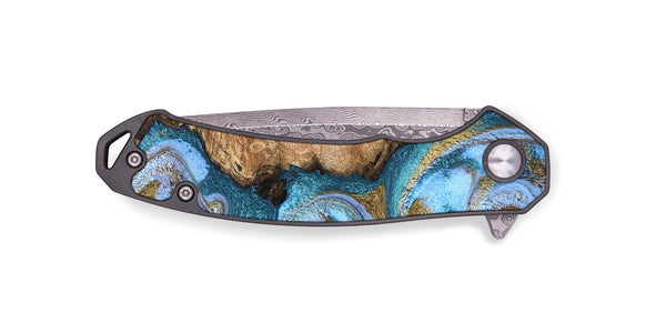 EDC Wood Pocket Knife - Kia (Teal & Gold, 827504)