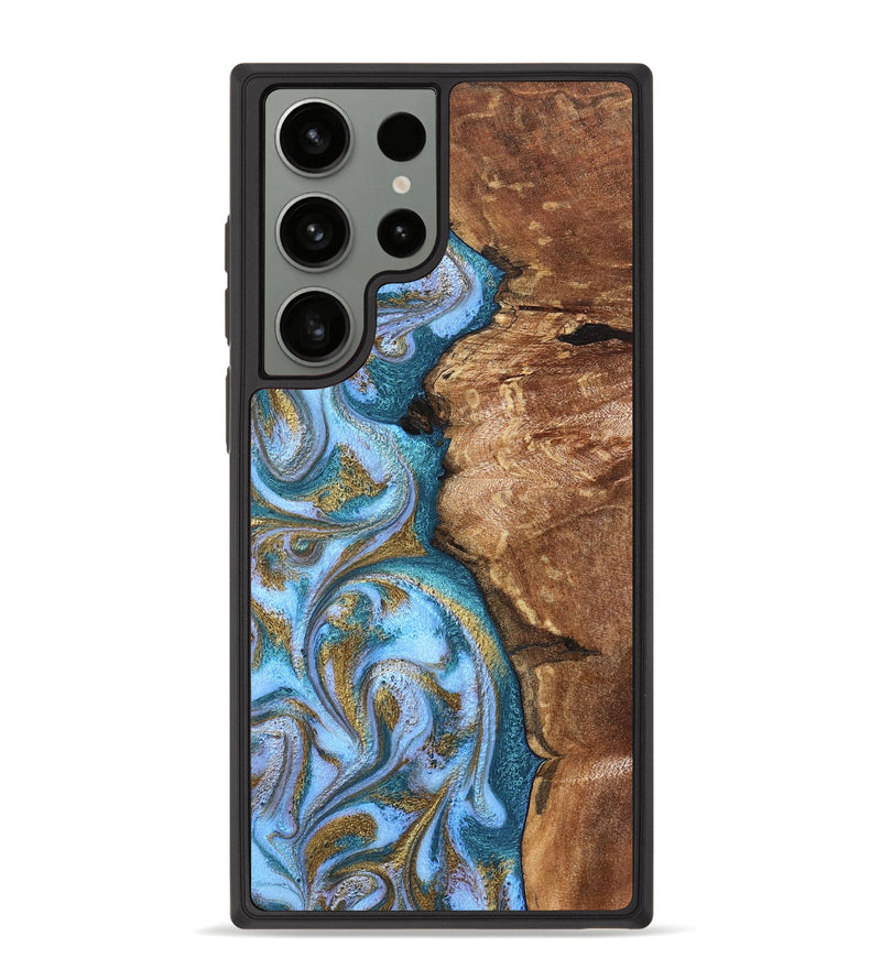 Galaxy S23 Ultra Wood Phone Case - Kia (Teal & Gold, 827504)