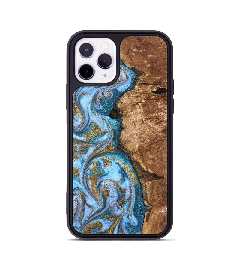 iPhone 11 Pro Wood Phone Case - Kia (Teal & Gold, 827504)