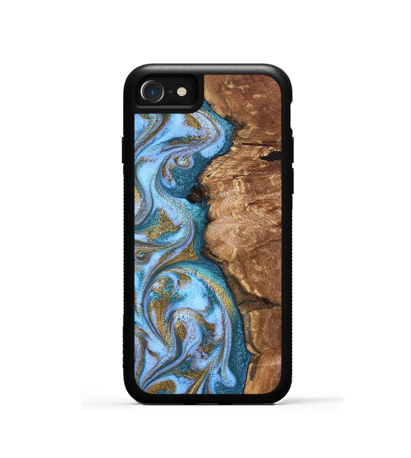 iPhone SE Wood Phone Case - Kia (Teal & Gold, 827504)