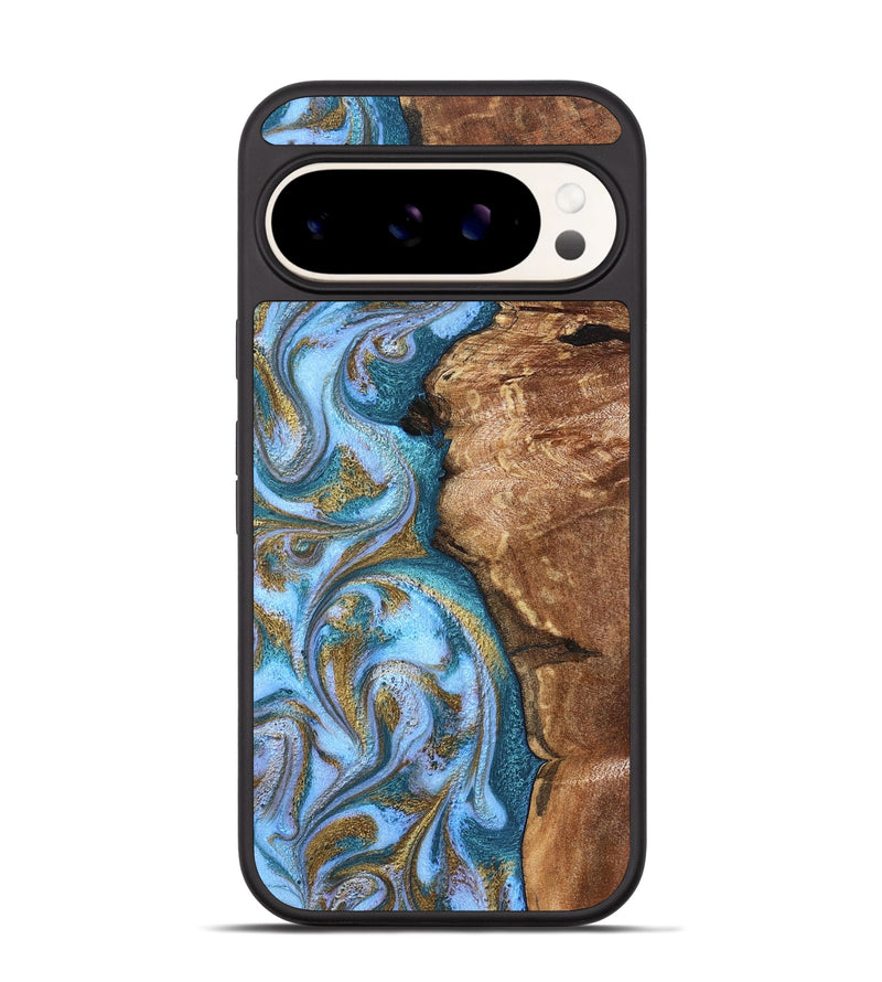 Pixel 9 Wood Phone Case - Kia (Teal & Gold, 827504)