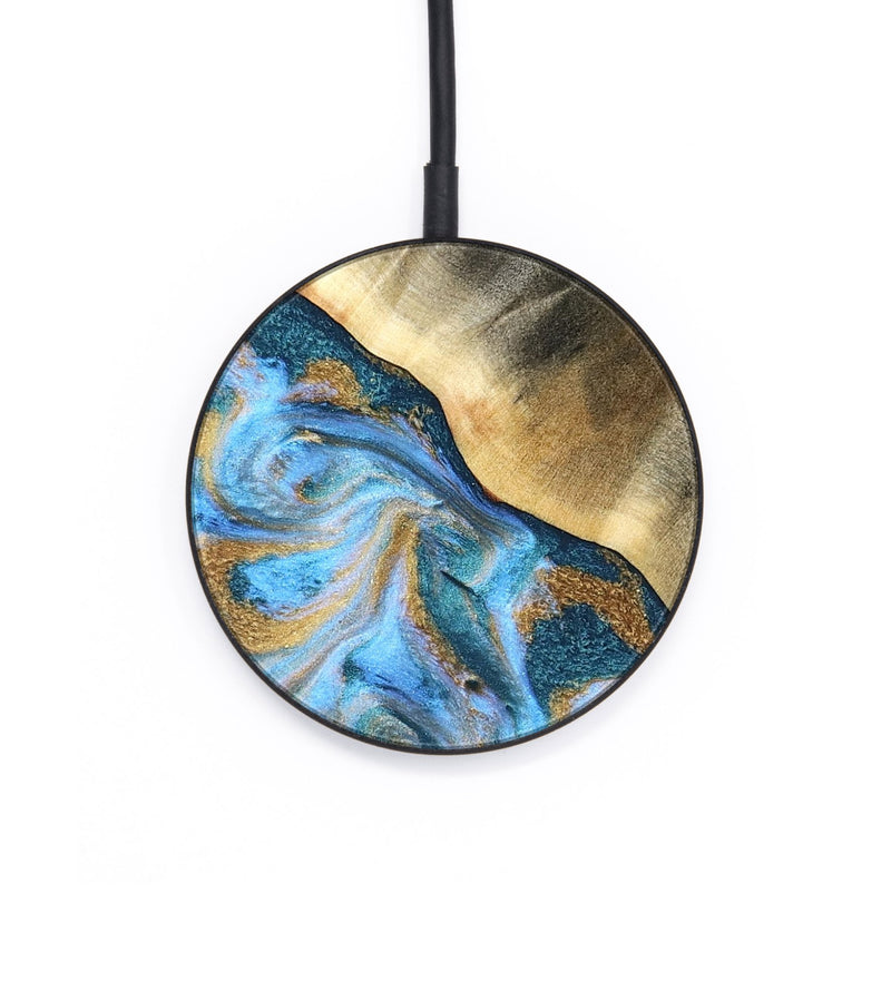 Circle Wood Wireless Charger - Ayden (Teal & Gold, 827505)