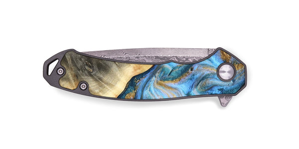 EDC Wood Pocket Knife - Ayden (Teal & Gold, 827505)