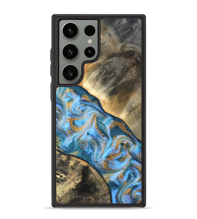 Galaxy S23 Ultra Wood Phone Case - Ayden (Teal & Gold, 827505)
