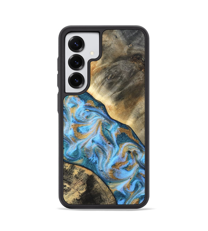 Galaxy S25 Wood Phone Case - Ayden (Teal & Gold, 827505)