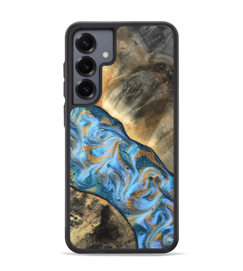 Galaxy S25 Plus Wood Phone Case - Ayden (Teal & Gold, 827505)
