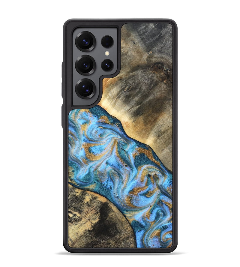 Galaxy S25 Ultra Wood Phone Case - Ayden (Teal & Gold, 827505)