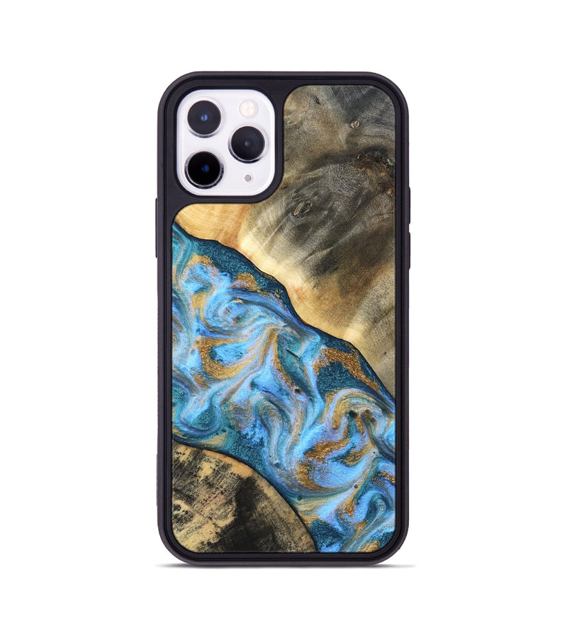 iPhone 11 Pro Wood Phone Case - Ayden (Teal & Gold, 827505)