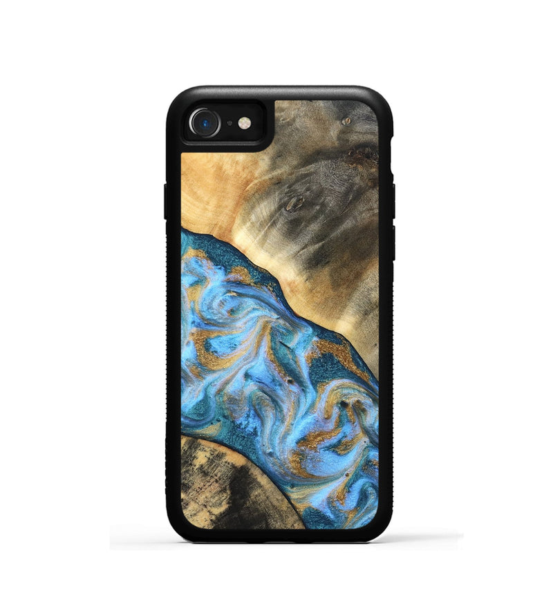 iPhone SE Wood Phone Case - Ayden (Teal & Gold, 827505)