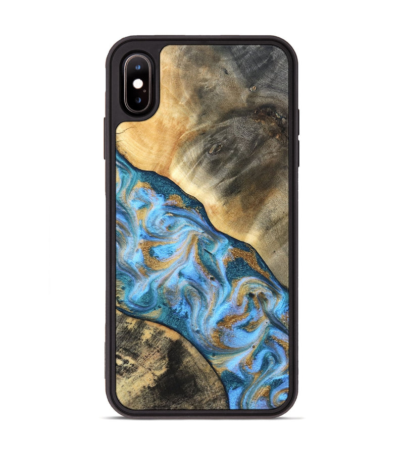 iPhone Xs Max Wood Phone Case - Ayden (Teal & Gold, 827505)