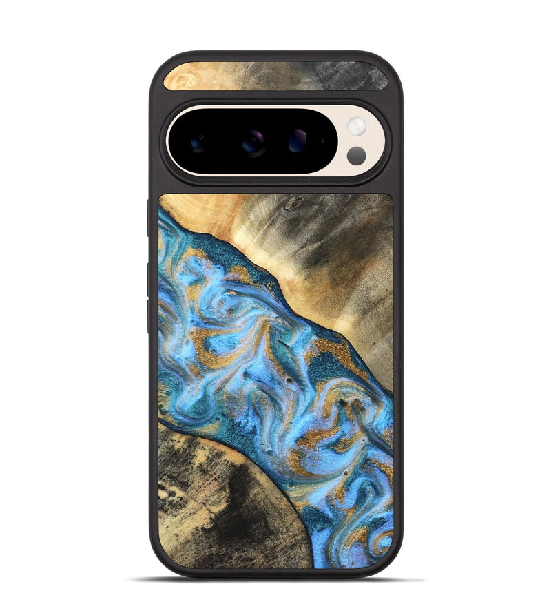 Pixel 10 Wood Phone Case - Ayden (Teal & Gold, 827505)