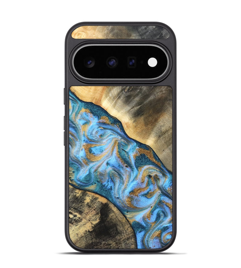 Pixel 11 Pro Wood Phone Case - Ayden (Teal & Gold, 827505)