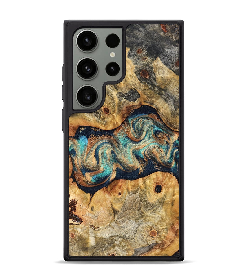 Galaxy S24 Ultra Wood Phone Case - Besse (Teal & Gold, 827506)