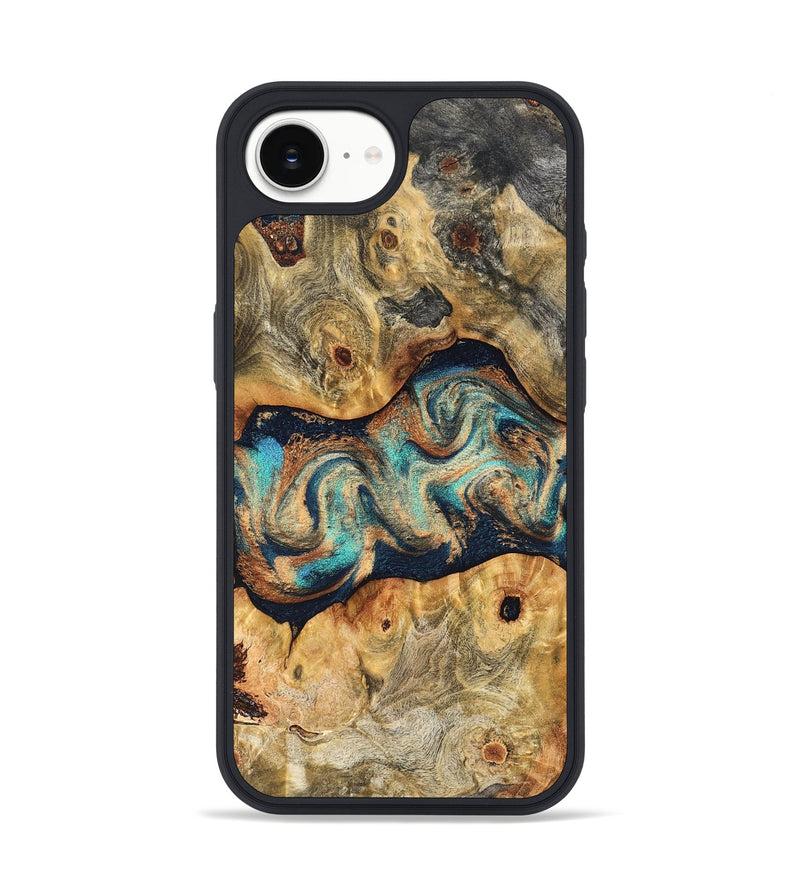 iPhone 17e Wood Phone Case - Besse (Teal & Gold, 827506)