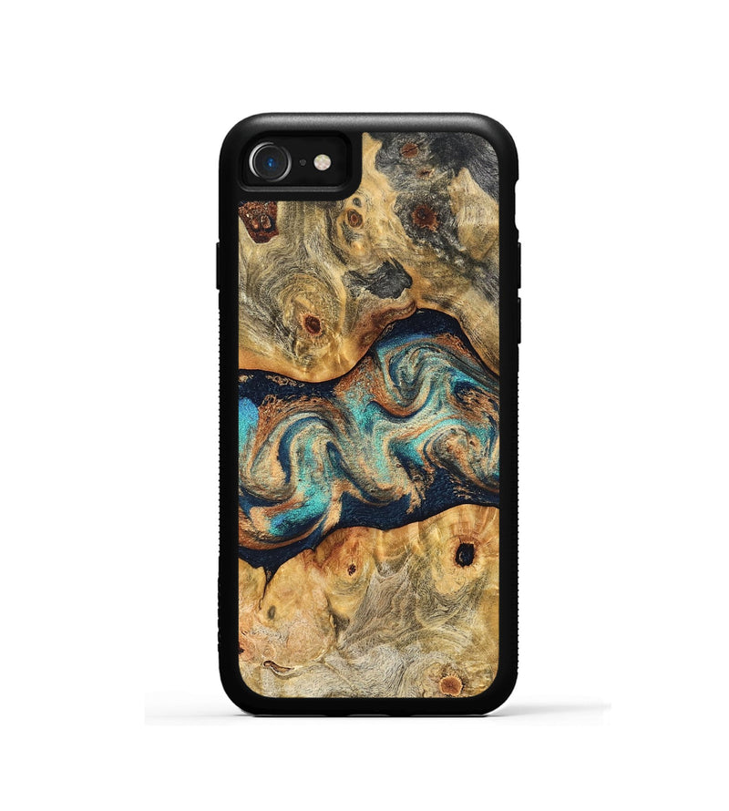 iPhone SE Wood Phone Case - Besse (Teal & Gold, 827506)