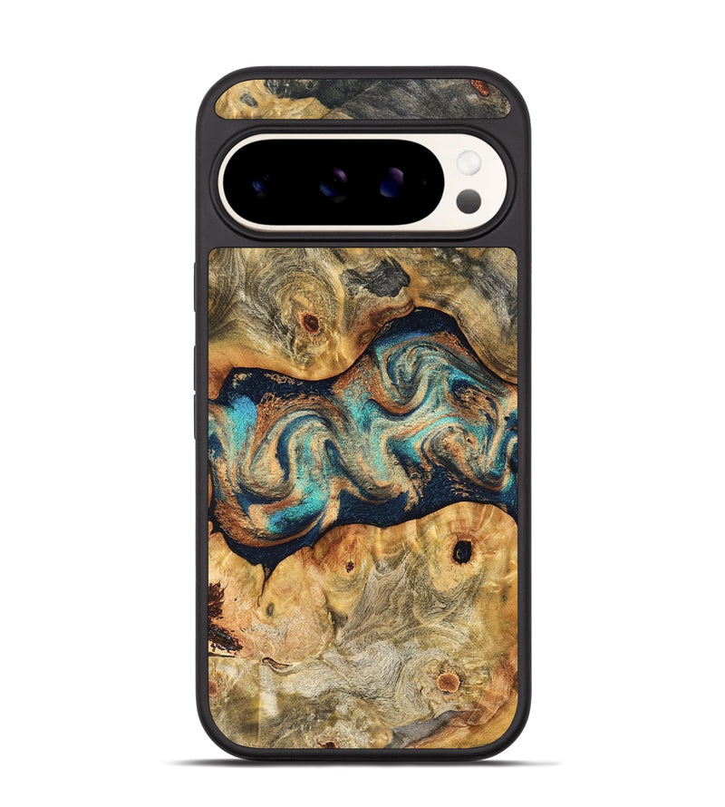 Pixel 9 Pro Wood Phone Case - Besse (Teal & Gold, 827506)