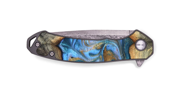 EDC Wood Pocket Knife - Jaimie (Teal & Gold, 827507)