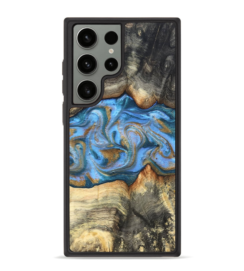 Galaxy S23 Ultra Wood Phone Case - Jaimie (Teal & Gold, 827507)