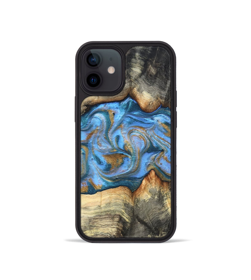 iPhone 12 mini Wood Phone Case - Jaimie (Teal & Gold, 827507)