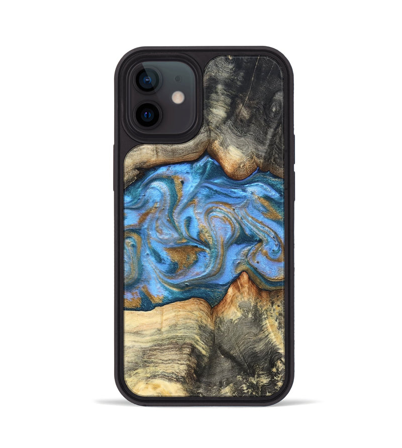 iPhone 12 Wood Phone Case - Jaimie (Teal & Gold, 827507)