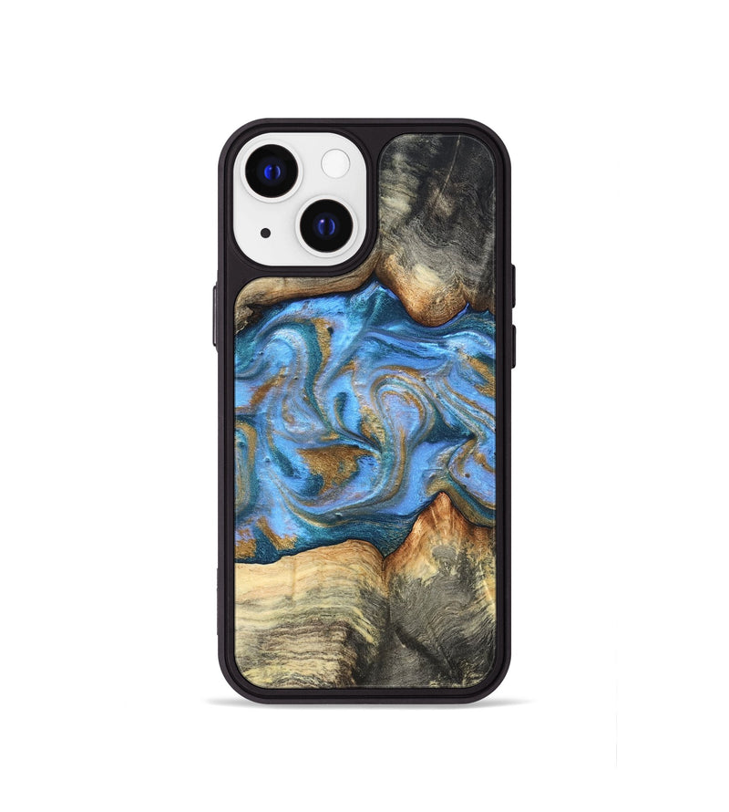iPhone 13 mini Wood Phone Case - Jaimie (Teal & Gold, 827507)