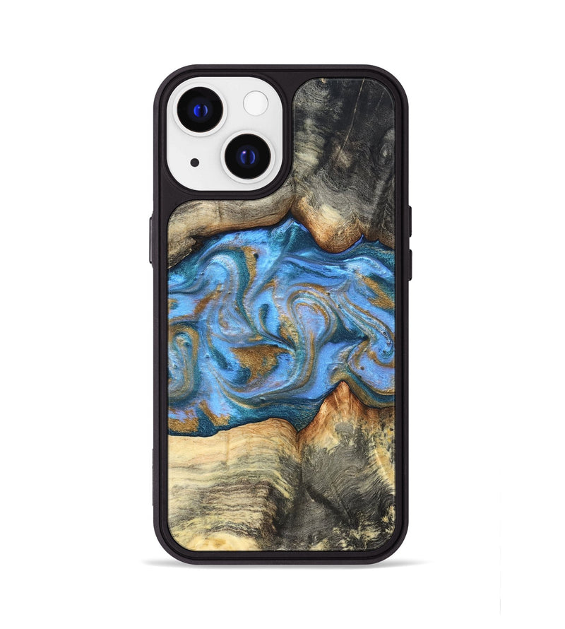 iPhone 13 Wood Phone Case - Jaimie (Teal & Gold, 827507)