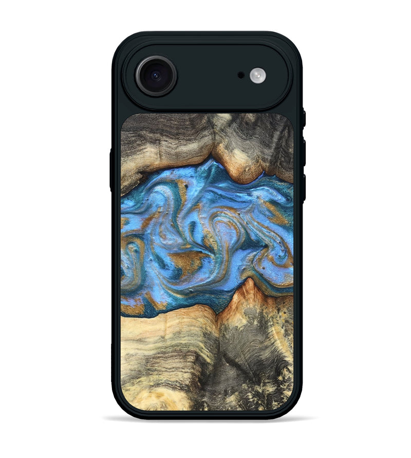 iPhone 17 Air Wood Phone Case - Jaimie (Teal & Gold, 827507)
