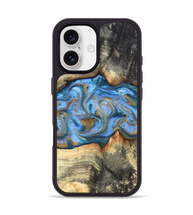 iPhone 17 Wood Phone Case - Jaimie (Teal & Gold, 827507)
