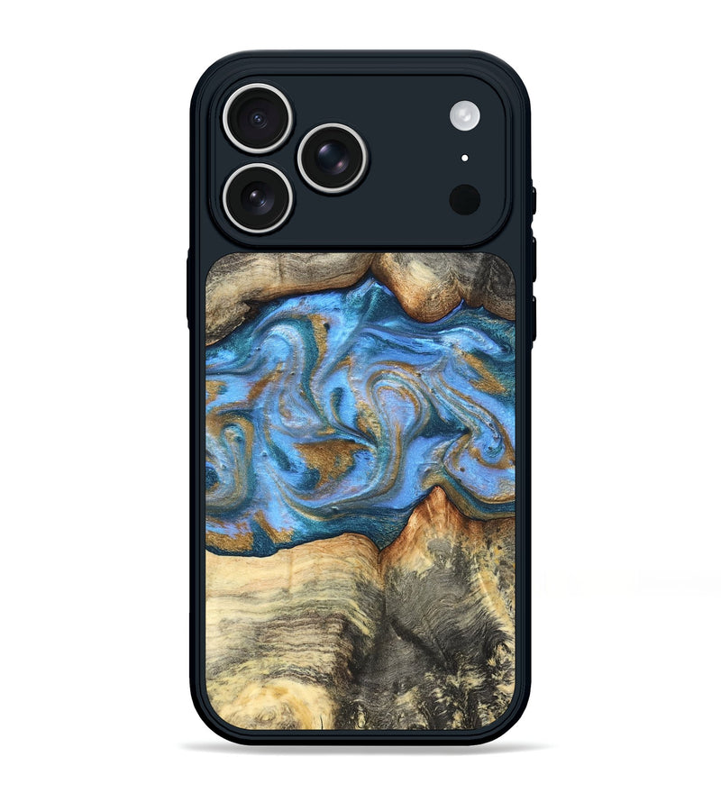 iPhone 17 Pro Max Wood Phone Case - Jaimie (Teal & Gold, 827507)