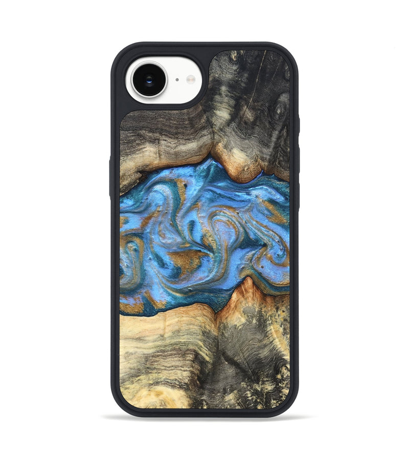 iPhone 17e Wood Phone Case - Jaimie (Teal & Gold, 827507)