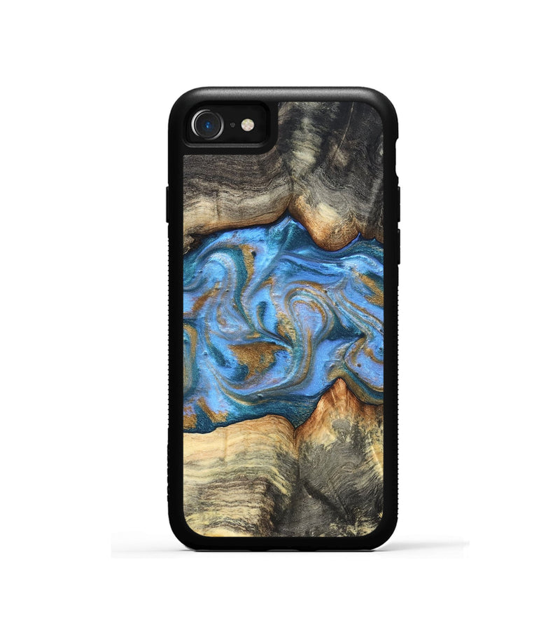 iPhone SE Wood Phone Case - Jaimie (Teal & Gold, 827507)