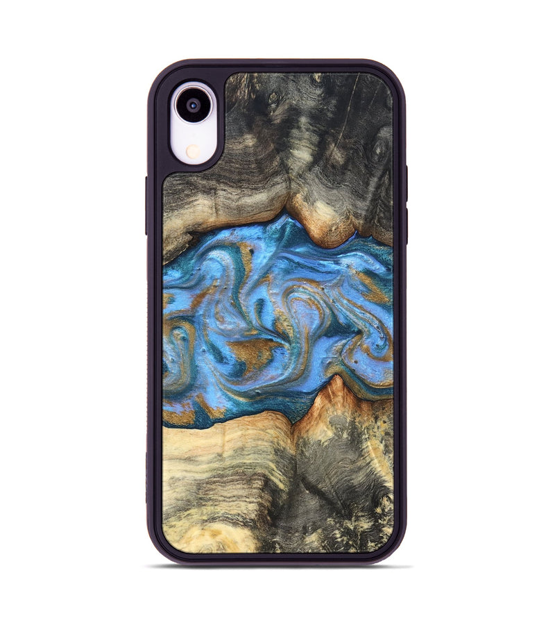 iPhone Xr Wood Phone Case - Jaimie (Teal & Gold, 827507)
