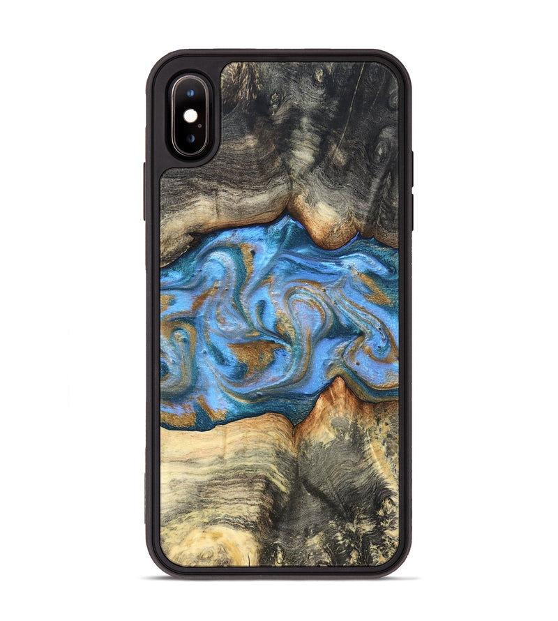 iPhone Xs Max Wood Phone Case - Jaimie (Teal & Gold, 827507)