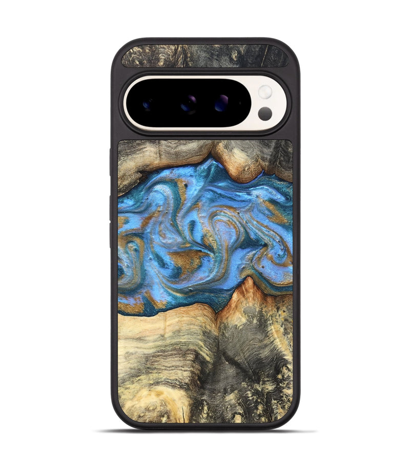 Pixel 9 Pro Wood Phone Case - Jaimie (Teal & Gold, 827507)