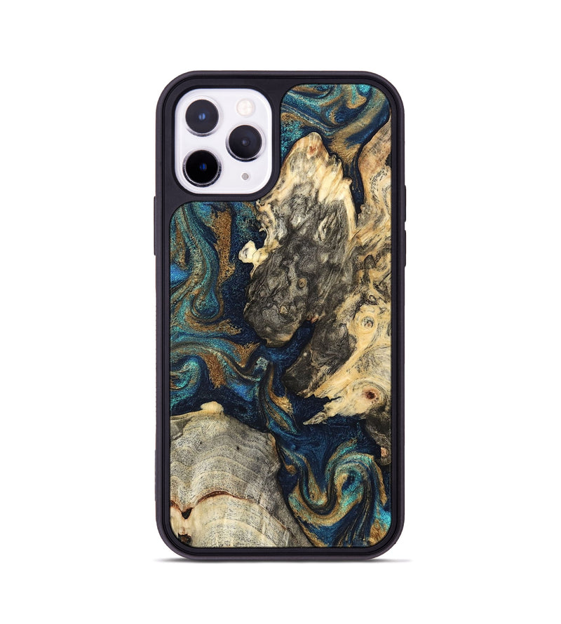 iPhone 11 Pro Wood Phone Case - Leander (Teal & Gold, 827508)