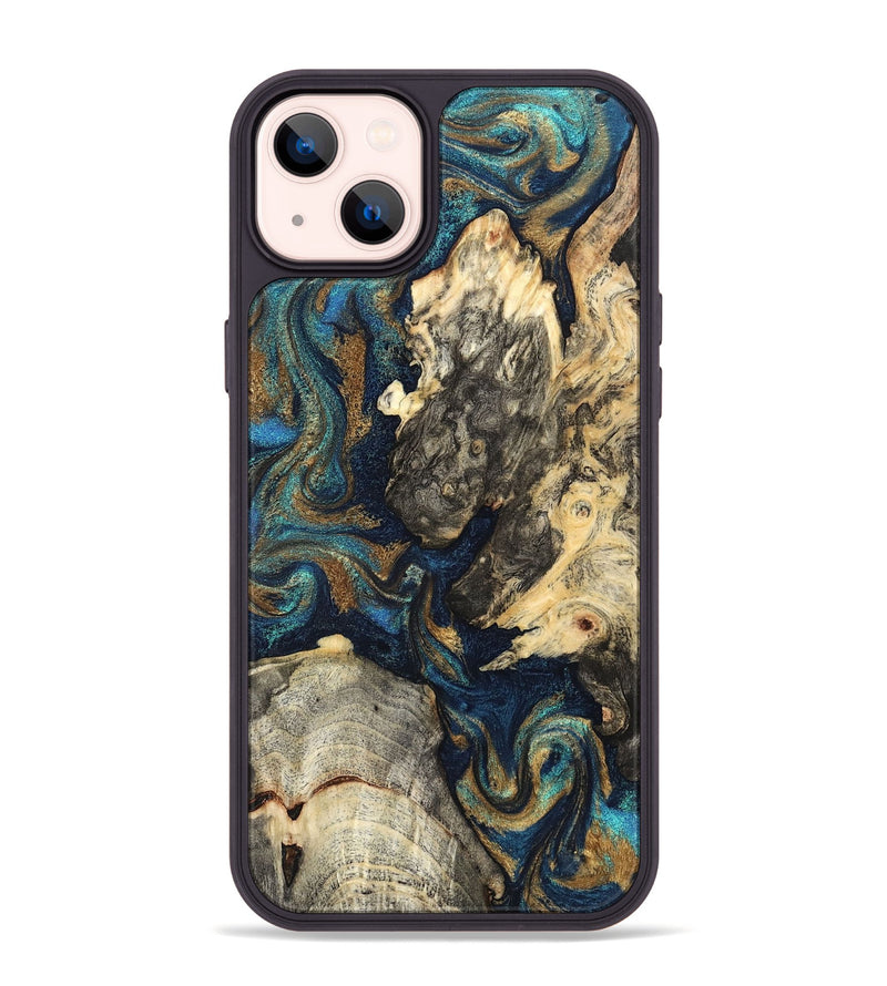 iPhone 14 Plus Wood Phone Case - Leander (Teal & Gold, 827508)