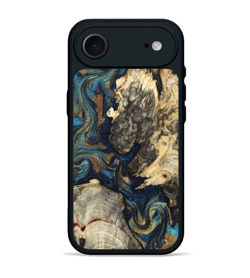 iPhone 17 Air Wood Phone Case - Leander (Teal & Gold, 827508)