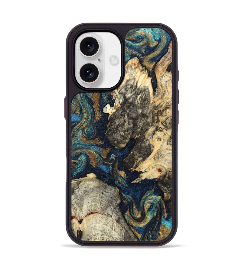 iPhone 17 Wood Phone Case - Leander (Teal & Gold, 827508)