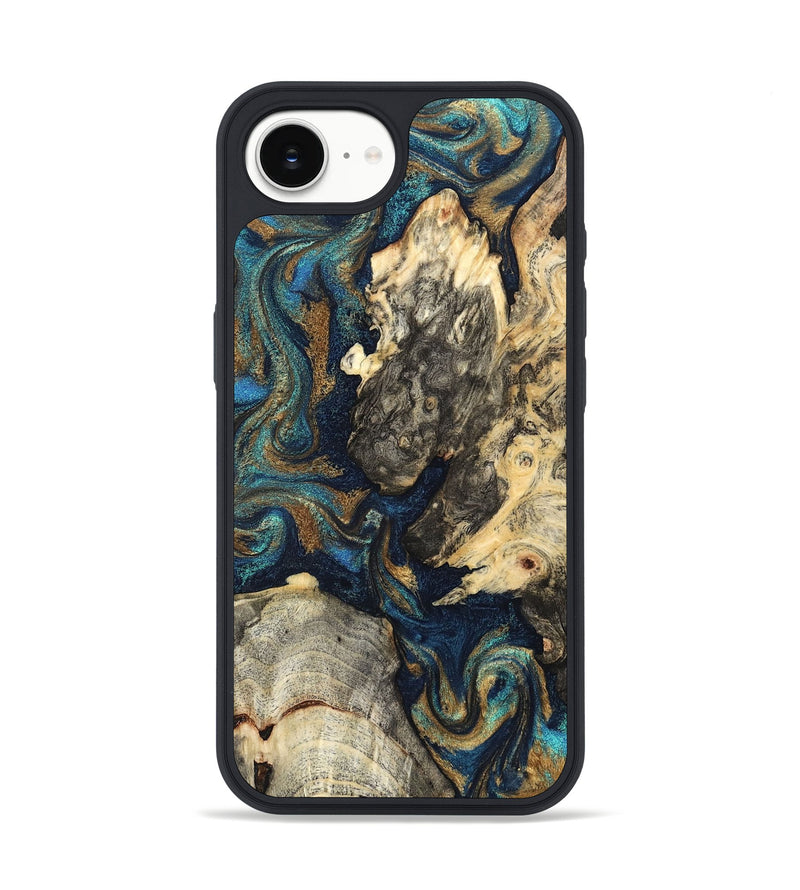 iPhone 17e Wood Phone Case - Leander (Teal & Gold, 827508)