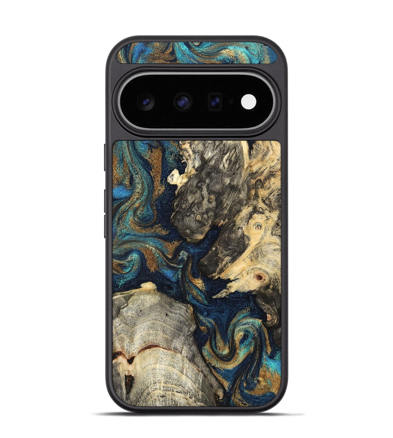 Pixel 11 Pro Wood Phone Case - Leander (Teal & Gold, 827508)