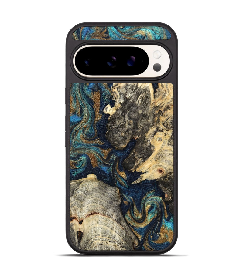 Pixel 9 Pro Wood Phone Case - Leander (Teal & Gold, 827508)