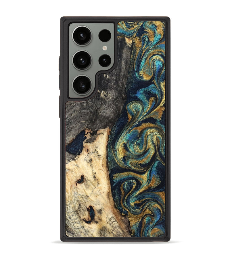 Galaxy S23 Ultra Wood Phone Case - Edward (Teal & Gold, 827509)
